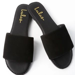 Addison Black Nubuck Slide Sandals
